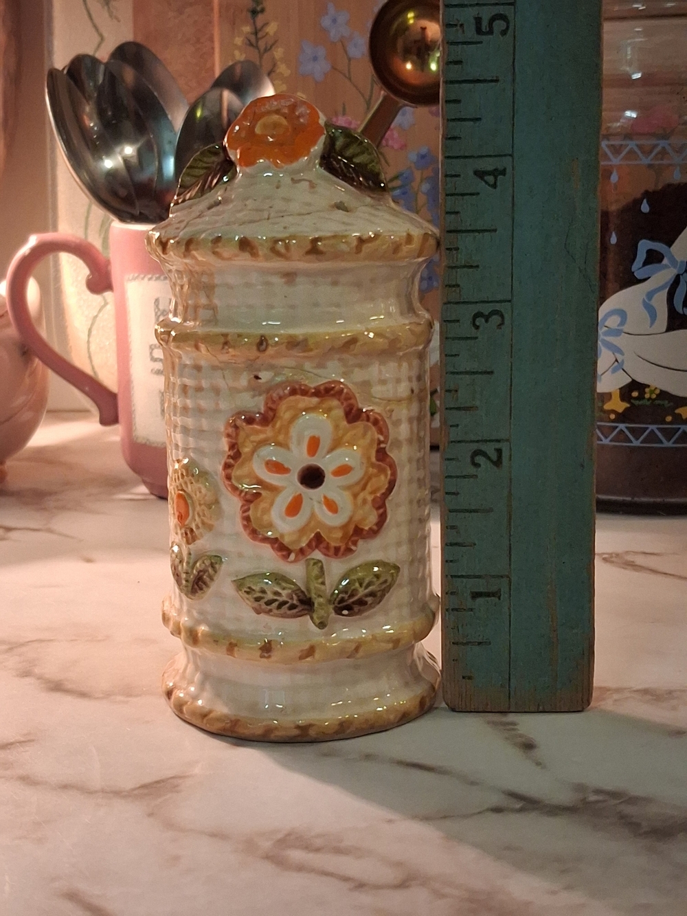 Vintage Floral Salt Shaker - 1970s - FLAWS - PLEASE READ!